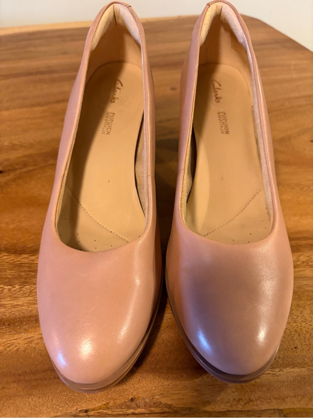 Clarks Cushion Plus Tan Leather Block Heel Pumps – Size 41